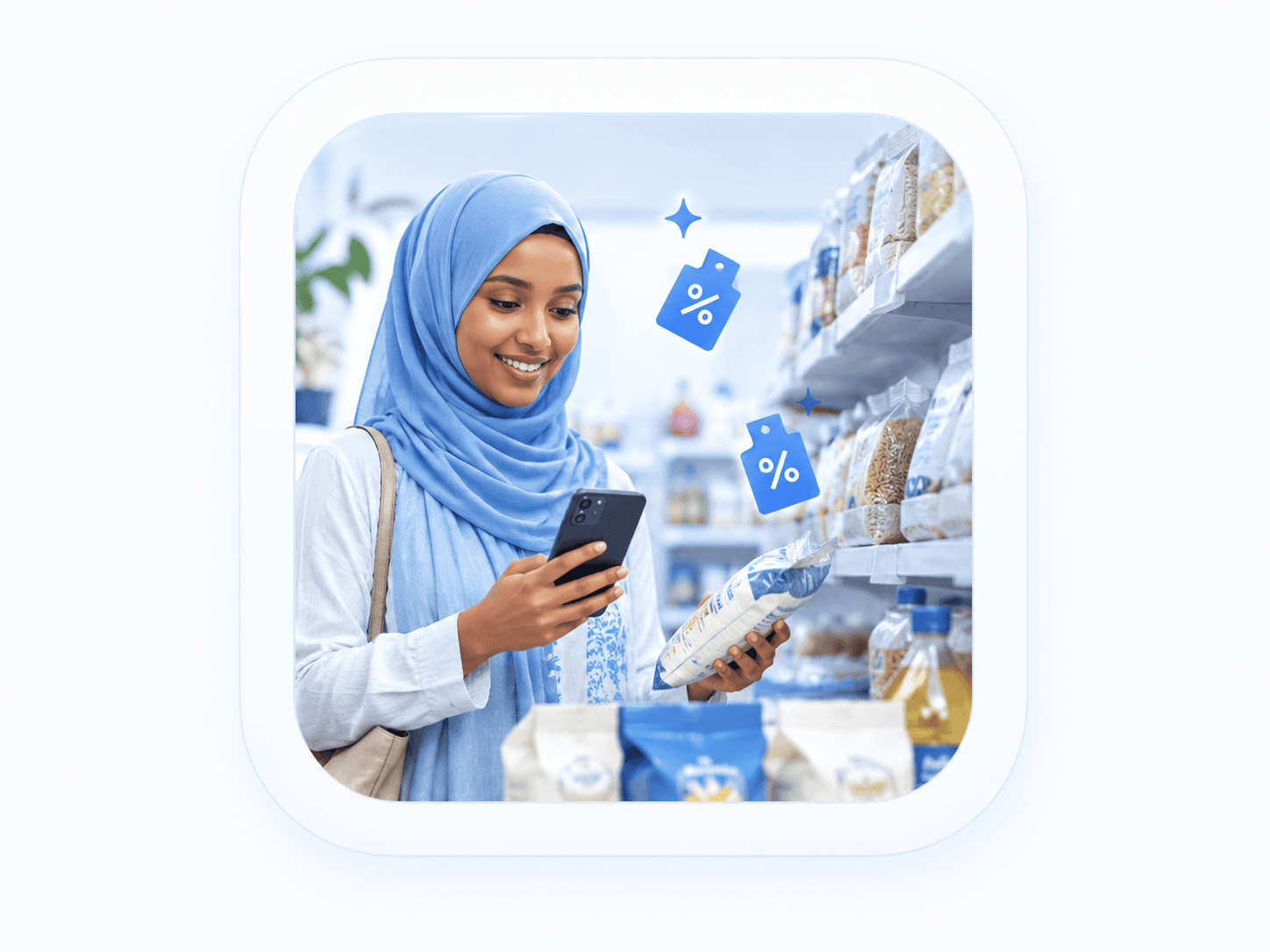 Person finding discounts while shopping
